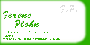 ferenc plohn business card